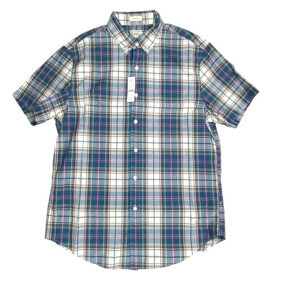 J.Crew Mens Short Sleeve Secret Wash Cotton Poplin Shirt Size M - Picture 1 of 5